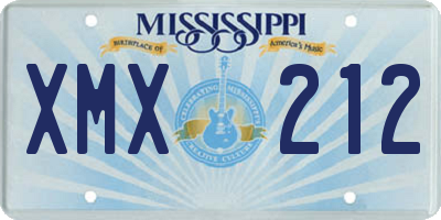 MS license plate XMX212