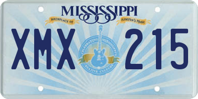 MS license plate XMX215