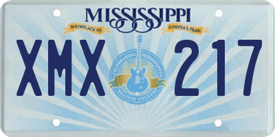 MS license plate XMX217