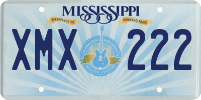 MS license plate XMX222