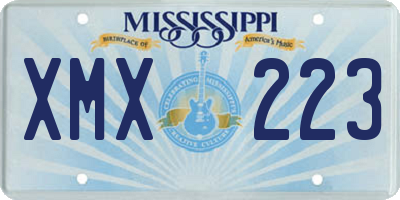 MS license plate XMX223