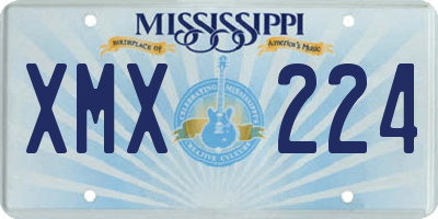 MS license plate XMX224