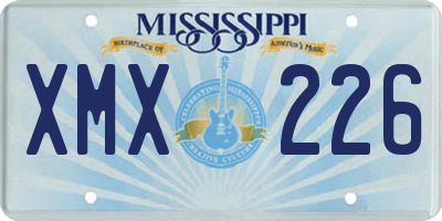 MS license plate XMX226