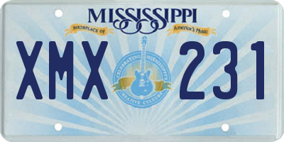 MS license plate XMX231
