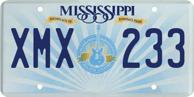 MS license plate XMX233