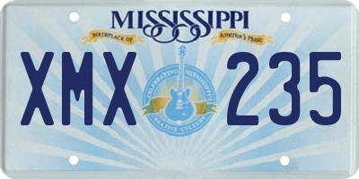 MS license plate XMX235
