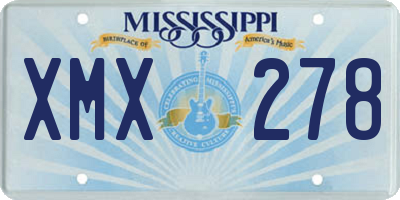 MS license plate XMX278