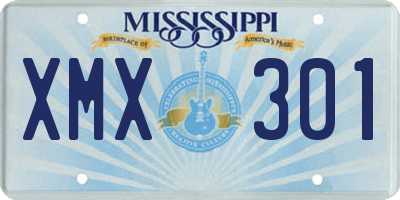 MS license plate XMX301