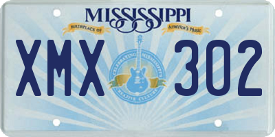 MS license plate XMX302