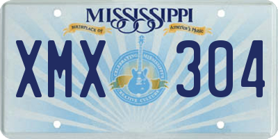 MS license plate XMX304