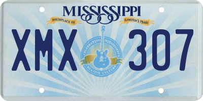 MS license plate XMX307