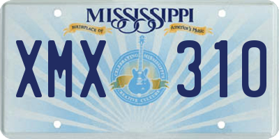 MS license plate XMX310
