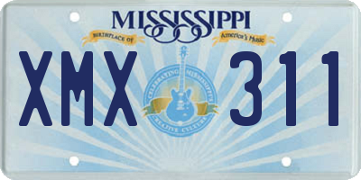 MS license plate XMX311