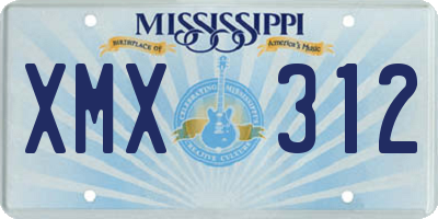 MS license plate XMX312