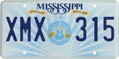 MS license plate XMX315