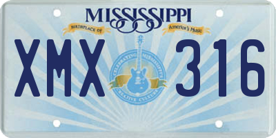 MS license plate XMX316