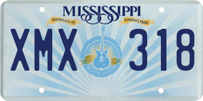 MS license plate XMX318
