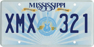 MS license plate XMX321