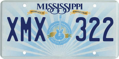MS license plate XMX322