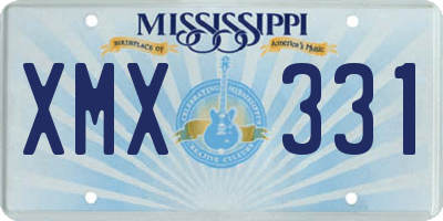 MS license plate XMX331