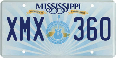 MS license plate XMX360