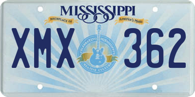 MS license plate XMX362