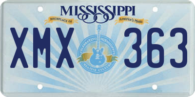 MS license plate XMX363
