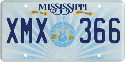 MS license plate XMX366