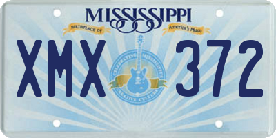 MS license plate XMX372