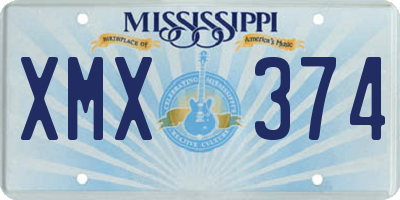 MS license plate XMX374