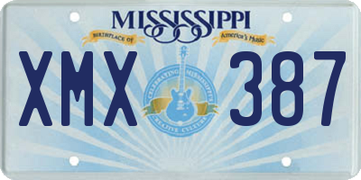 MS license plate XMX387