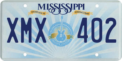 MS license plate XMX402