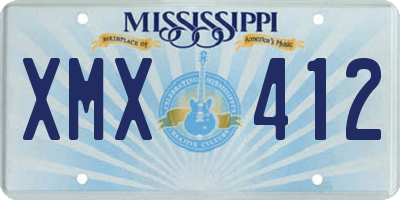 MS license plate XMX412