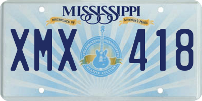 MS license plate XMX418
