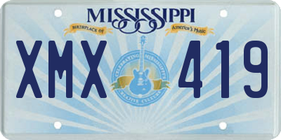 MS license plate XMX419