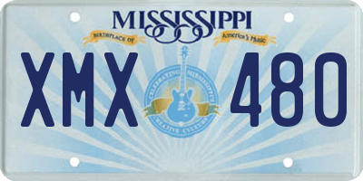 MS license plate XMX480