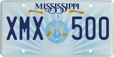 MS license plate XMX500