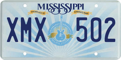 MS license plate XMX502