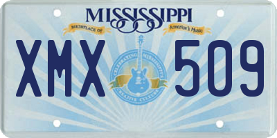 MS license plate XMX509