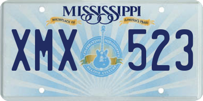 MS license plate XMX523