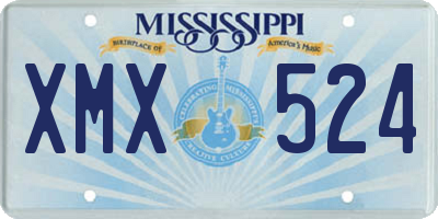 MS license plate XMX524