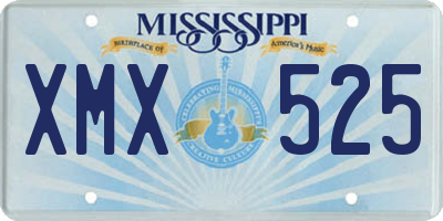 MS license plate XMX525