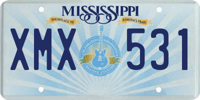 MS license plate XMX531