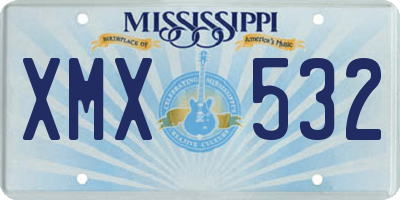 MS license plate XMX532