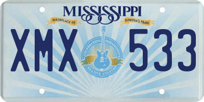 MS license plate XMX533