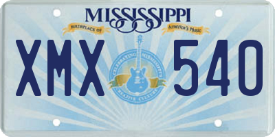 MS license plate XMX540