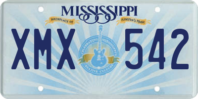 MS license plate XMX542