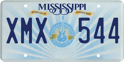 MS license plate XMX544