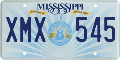 MS license plate XMX545