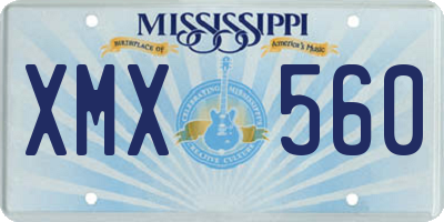 MS license plate XMX560
